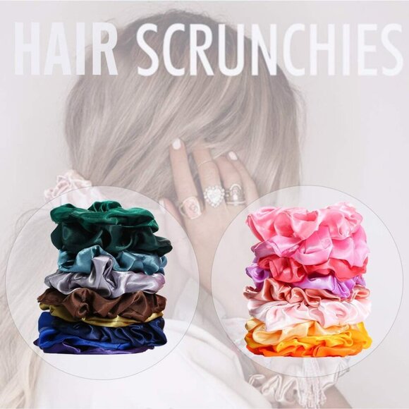 50 Satin Hair Scrunchies in Multiple Colors - Silk Accessories for Curly Hair, T - Picture 5 of 7